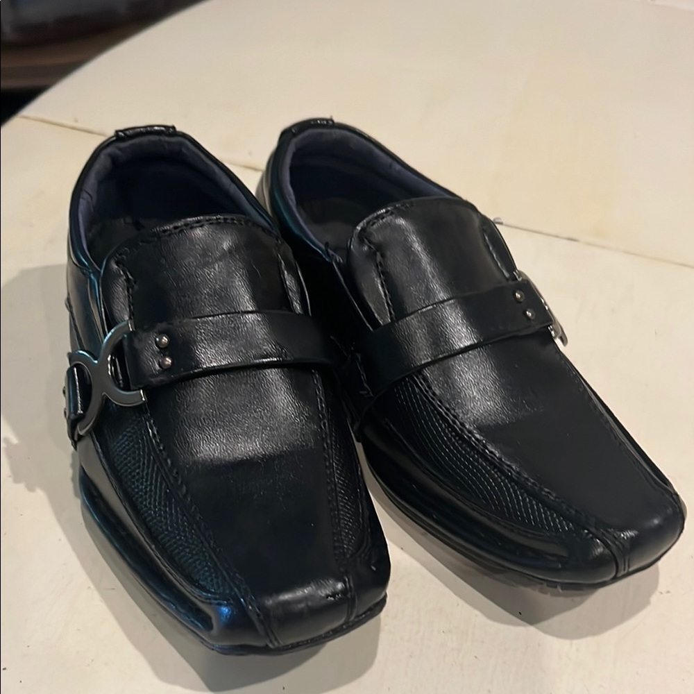 Bonafini Boys Black Leather Loafers size 7